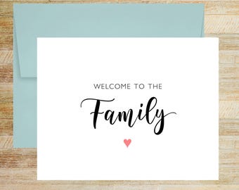 Welcome to the Family Wedding Day Card, Elegant Wedding Keepsake, Wedding Card for Bride or Groom, A2 Folded Card and Blank Envelope