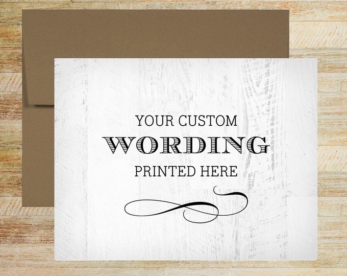 Rustic Wood Style Custom Copy Card | Personalized Greeting Card | Blank Inside | PRINTED A2 Size