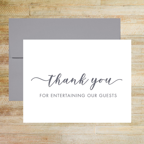 Thank You For Entertaining Our Guests Wedding Vendor Card, Musician Tip Card, PRINTED A2 Folded Card with Envelope