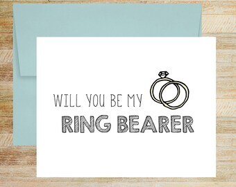 Ring Bearer Proposal Card, Wedding Rings Design, Printed A2 Folded Card (Blank Envelope)
