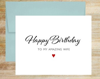 Happy Birthday Greeting Card for Wife, Printed A2 Folded Card (Blank Envelope)