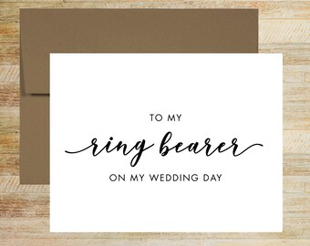 To My Ring Bearer on My Wedding Day - Elegant Bridal Party Thank You Card - PRINTED