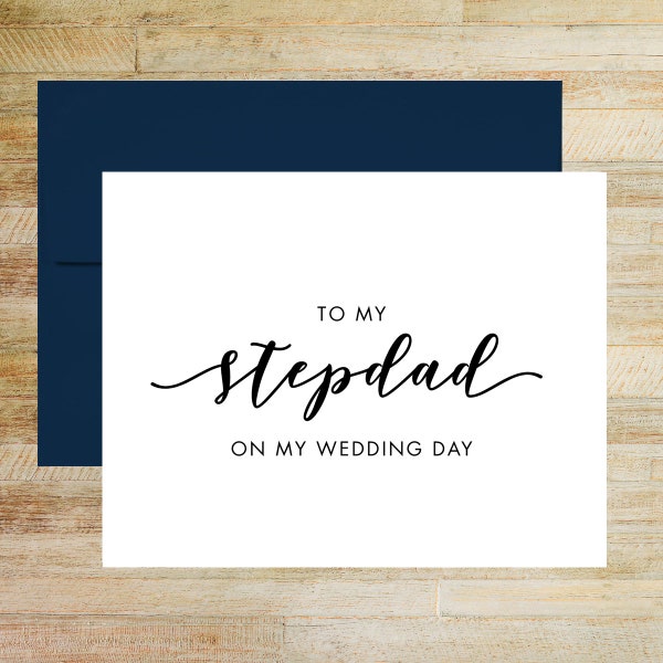 To My Stepdad On My Wedding Day Card, Elegant Wedding Keepsake, Stepfather Gift Card, PRINTED A2 Folded Card with Envelope