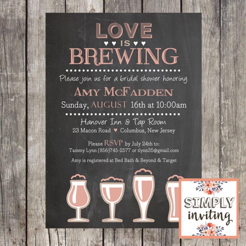 Love is Brewing Bridal Shower Invitation Set of 10 Brewery Etsy