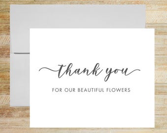 Wedding Florist Thank You Card, Elegant Vendor Tip Card, Printed A2 Folded Card (Blank Envelope)