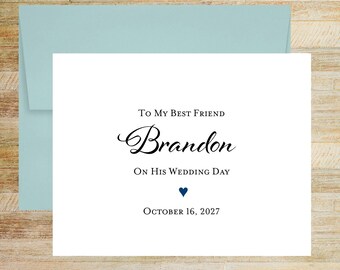 Personalized Wedding Card for Friend, Groom Keepsake, Printed A2 Folded Card (Blank Envelope)