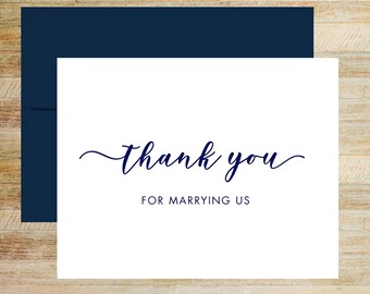 Wedding Officiant Thank You Card, Thank You For Marrying Us, Elegant Wedding Vendor Card, PRINTED A2 Folded Card with Blank Envelope