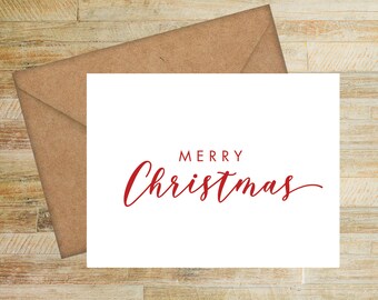 Merry Christmas | Personalized Greeting Cards | Pack of 10 | Simple Christmas | Seasons Greetings | Happy Holiday | PRINTED