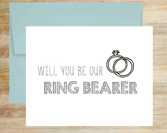 Ring Bearer Proposal Card, Wedding Grooms Party Invitation, Folded A2 Card (Blank Envelope)