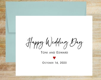 Happy Wedding Day Personalized Greeting Card for Couple, Customized with Names and Wedding Date, PRINTED A2 Card with Envelope