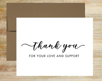 Thank You for Your Love and Support - Elegant Wedding Family Card - PRINTED