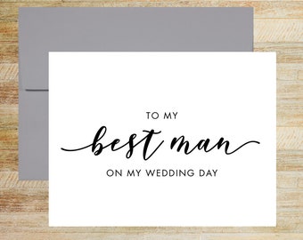 To My Best Man On My Wedding Day Card, Keepsake from Groom, Wedding Party Card, PRINTED A2 Folded Card with Envelope