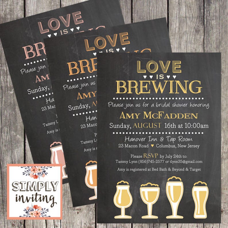 Love is Brewing Bridal Shower Invitation Set of 10 Brewery Etsy