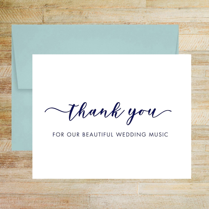Wedding Musician Thank You Card, Thank You For Our Beautiful Wedding Music, Vendor Tip Card, PRINTED A2 Folded Card with Blank Envelope Berrylicious Blue