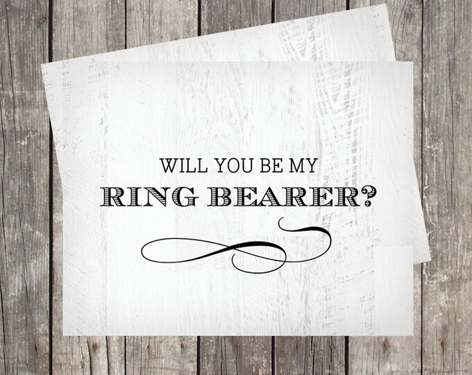 Will You Be My Ring Bearer Card | Ring Bearer Proposal Card | Rustic Wood Background | PRINTED