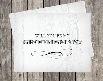 Will You Be My Groomsman Card | Wedding Card for Groomsman | Rustic Wood Background | PRINTED