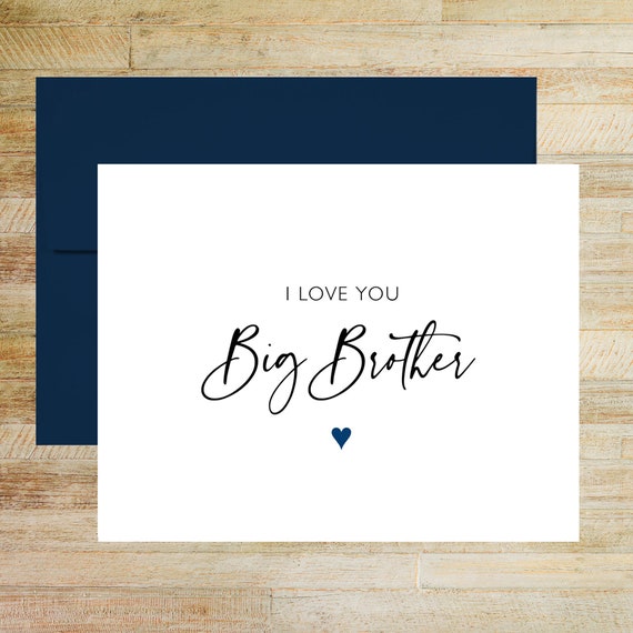 I Love You Big Brother Wedding Card, Printed A2 Folded Card (blank