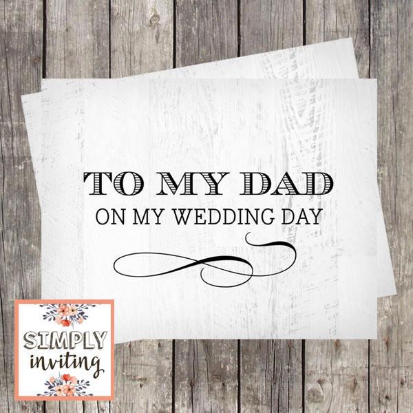 To My Father on My Wedding Day Printed Card Wedding Card for Parent 