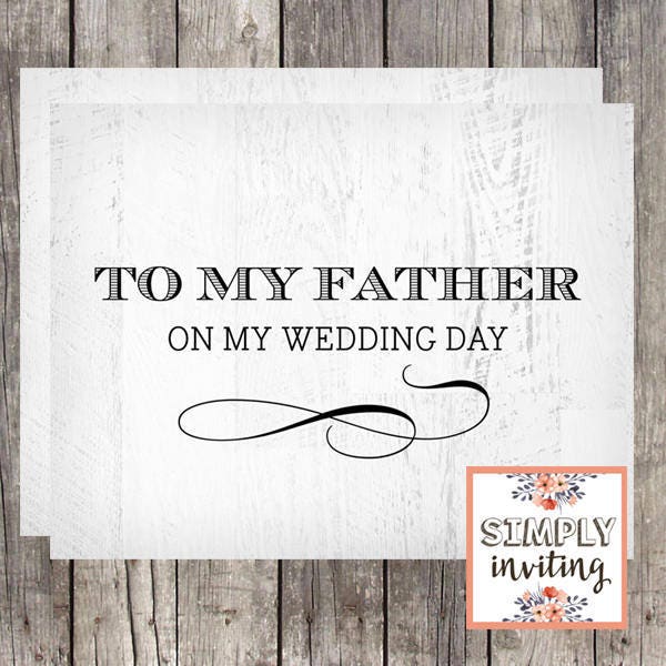 To My Father on My Wedding Day Printed Card Wedding Card for Parent 