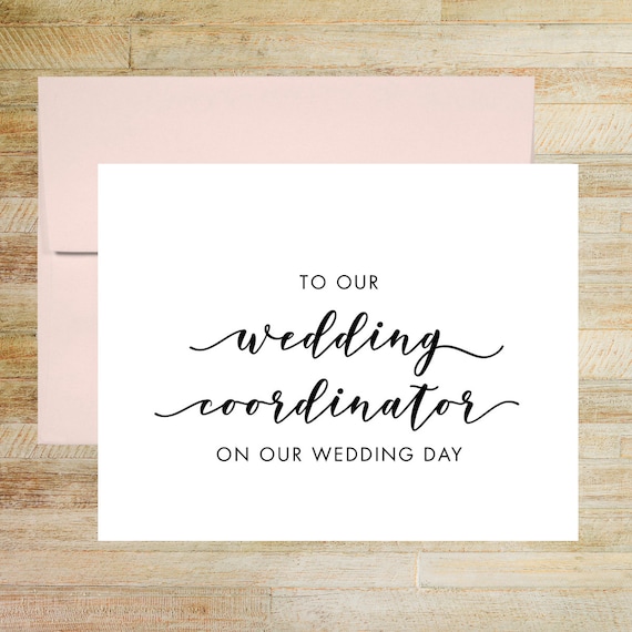 Wedding Coordinator Thank You Card, To Our Wedding Planner Elegant Wedding Day Note Card, PRINTED A2 Folded Card with Blank Envelope