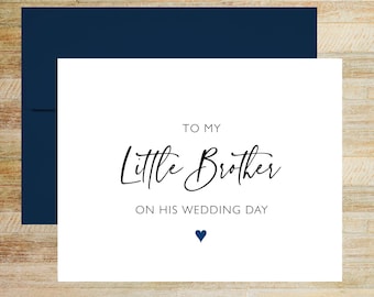To My Little Brother on His Wedding Day Card, Card for Groom, PRINTED A2 Folded Card with Blank Envelope