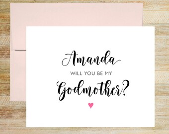 Personalized Will You Be My Godmother Card, Custom Godparent Proposal, PRINTED A2 Folded Card with Envelope