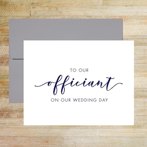 To Our Officiant on Our Wedding Day Card, Elegant Vendor Thank You Card, PRINTED A2 Folded Card with Envelope