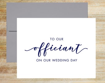 To Our Officiant on Our Wedding Day Card, Elegant Vendor Thank You Card, PRINTED A2 Folded Card with Envelope