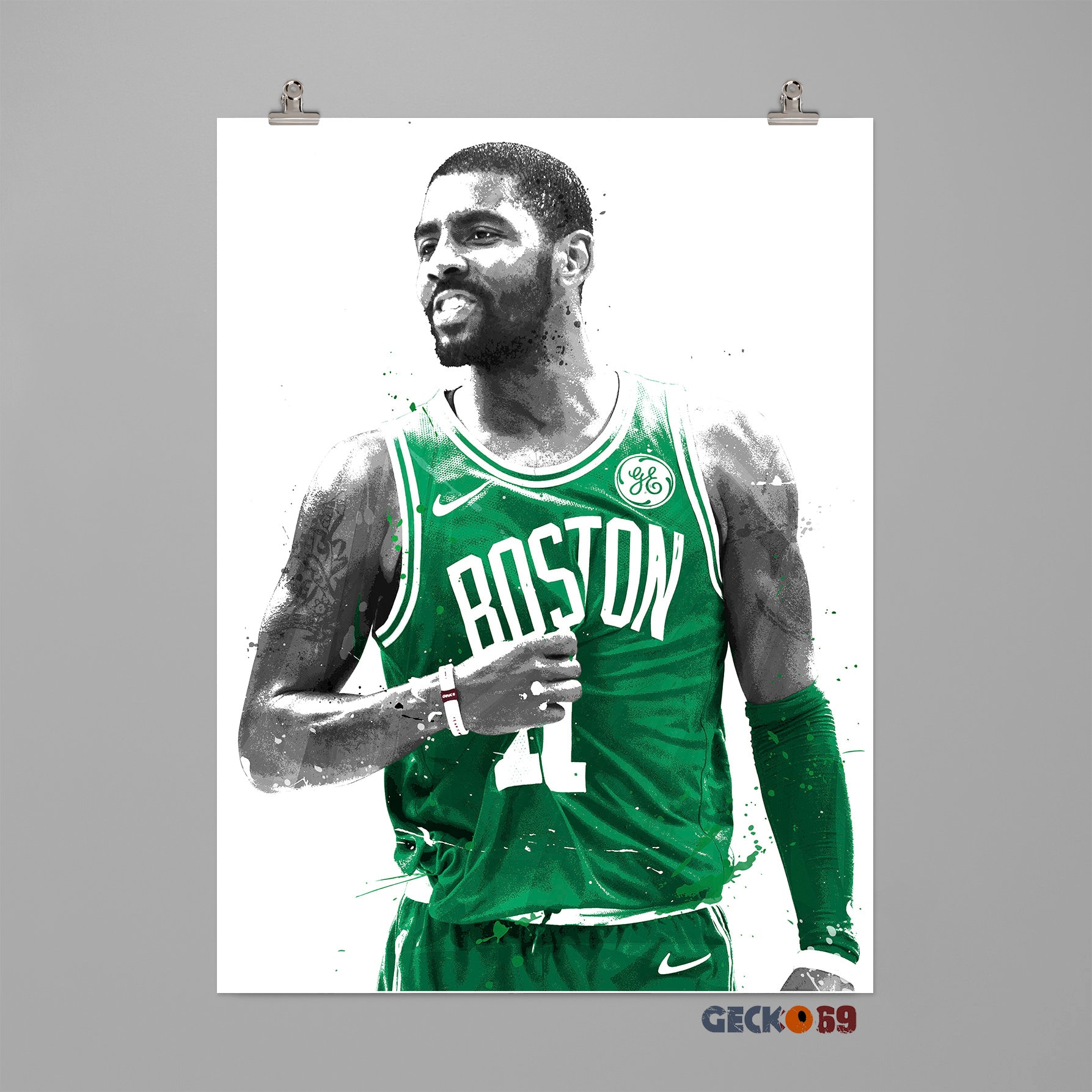 kyrie irving steps on celtics logo