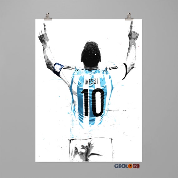 lionel messi argentina art print football poster sports wall etsy