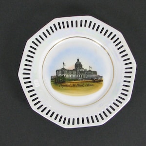 ST PAUL MINNESOTA Souvenir Plate, Antique Made in Germany souvenir china, State Capitol Building travel souvenir, Porcelain plate