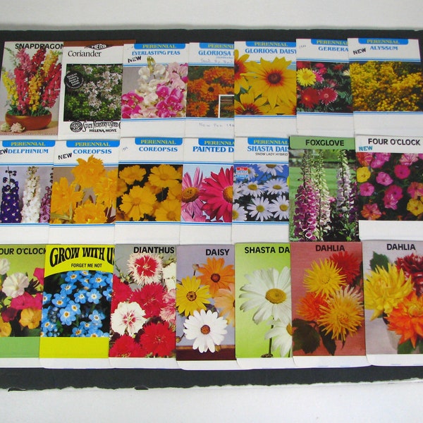 21 dif FLOWERS seed packs, from HELENA MONTANA State Nursery & Seed Company, old Paper Ephemera, Garden Decor