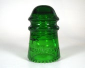 7 up GREEN Hemingray-9 insulator, HEMINGRAY insulator, cd 106, Muncie Indiana, telephone insulator, old insulator, colorful glass insulator