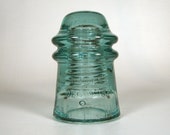 PATENT 1871 glass insulator, HEMINGRAY glass insulator, sage greenish insulator, Western Union, CD 125 insulator, telegraph line insulator