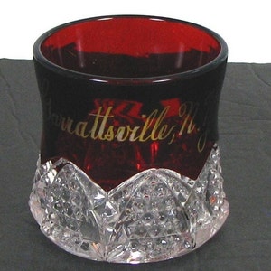 GARRATTSVILLE NEW YORK, ca1905 souvenir, New York souvenir, Ruby Flashed Glass, Ruby Flash souvenir