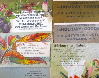 Antique Druggist Tradecards, ca 1880s, Old Drugstore, Pharmacy Advertising