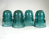 4 H G CO insulators, beehive style insulators, HEMINGRAY glass, Electrical, aqua glass, Lighting, CD 145, repurpose insulators, Telegraph,