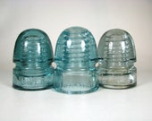 Set of 3 old CANADIAN cd 143 glass insulators, Canadian PacificRAILWAY insulator, STANDARD, Canadian National Railway, cd 143, Telegraph