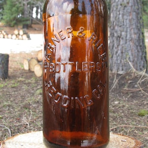 Pre-Pro old REDDING CALIFORNIA beer bottle, Barner & Riebe Bottlers, Wild West, Basement Bar Decor, Quart crown top
