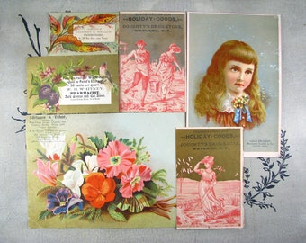 Antique Druggist Tradecards, ca 1880s, Old Drugstore, Pharmacy Advertising