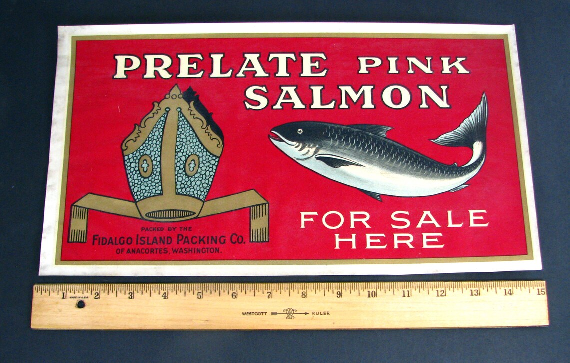 Large authentic PRELATE Pink SALMON store display decal Etsy