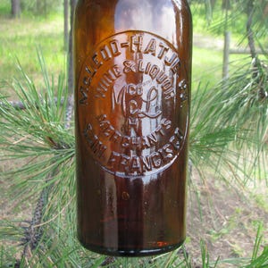 McLeod-Hatje Co Wine & liquor bottle, Antique Western WHISKEY Bottle, SF Cal amber whiskey bottle, CALIFORNIA