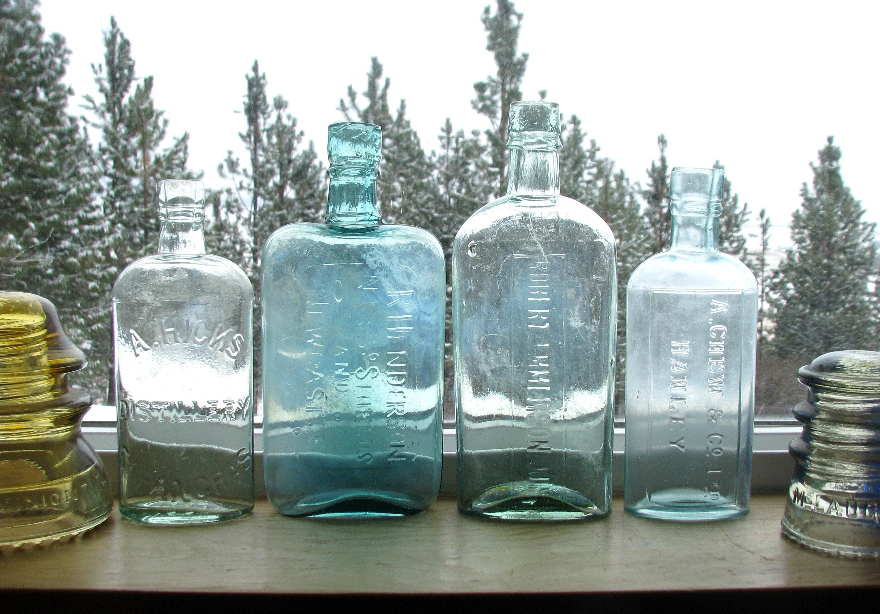Antique Liquor Bottle Blue - Etsy