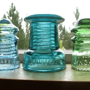 CD 175, Push Pin Insulator, unusual HEMINGRAY-25 glass insulator, HEMINGRAY Company, door knob style