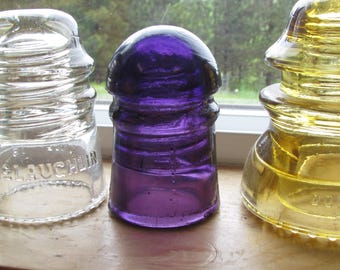 Royal Purple Canadian BAR / DIAMOND Insulator, CD 102 style, Pony Telegraph insulator, Canada open wire, Glass