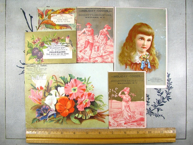 Antique Druggist Tradecards, ca 1880s, Old Drugstore, Pharmacy Advertising image 3