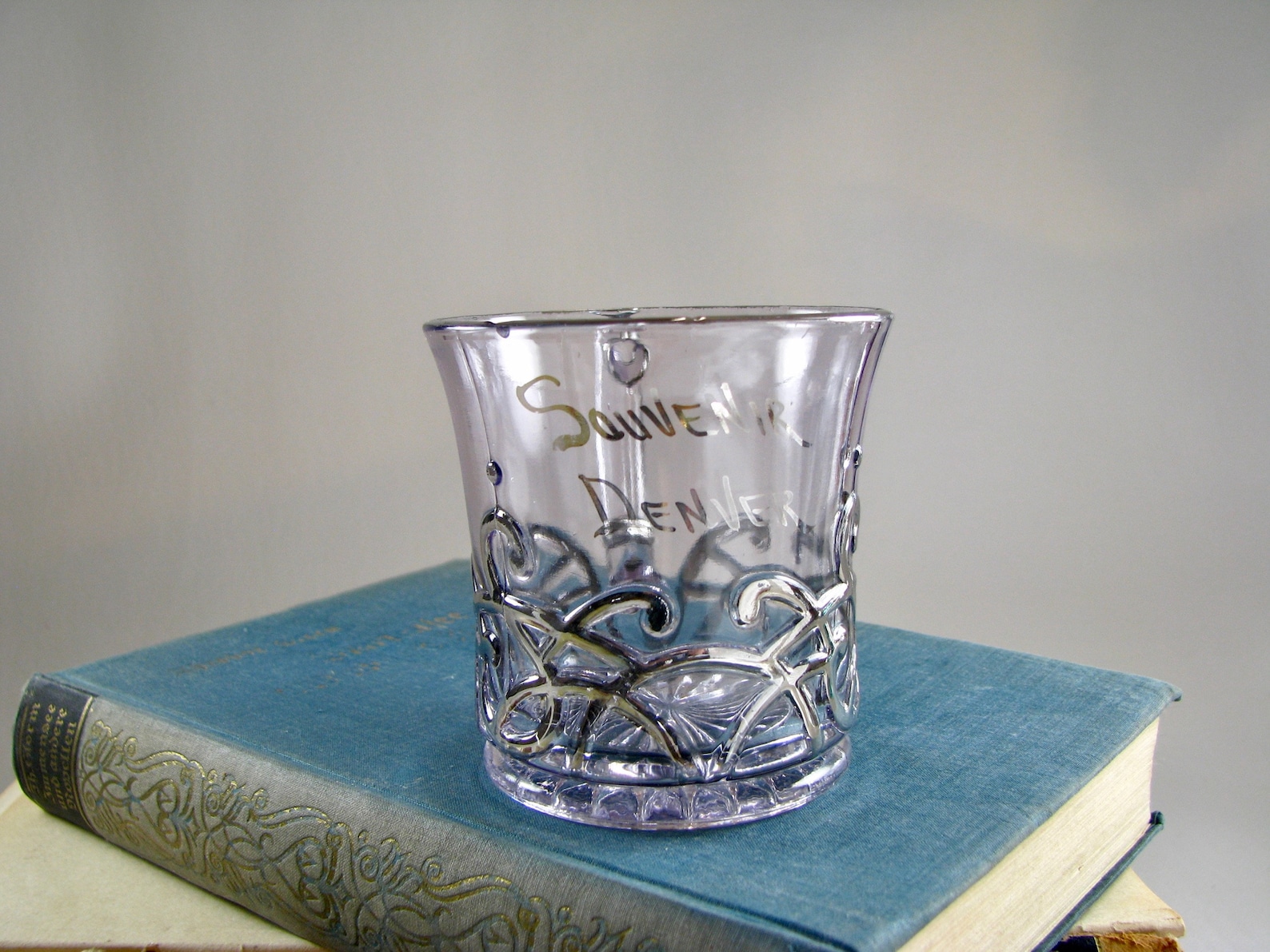 Denver Colorado souvenir glass cup ca 1905 Lt amethyst and Etsy