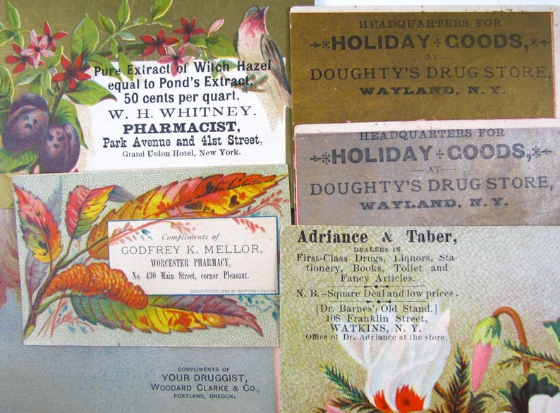 Antique Druggist Tradecards, ca 1880s, Old Drugstore, Pharmacy Advertising image 2