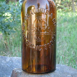 nice Pre-Pro Claudius & Co Whiskey Bottle, Antique SAN FRANCISCO amber whiskey, Wild West Western bottle, Western Bar Decor