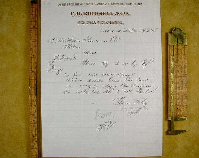 1895 AVON MONTANA Letterhead Birdseye General Merchants Old Etsy